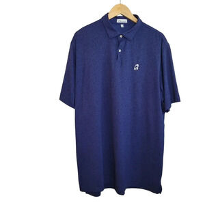 Peter Millar Mens Polo Shirt XL Blue Floral Skull Turtle Short Sleeve Golf Artsy